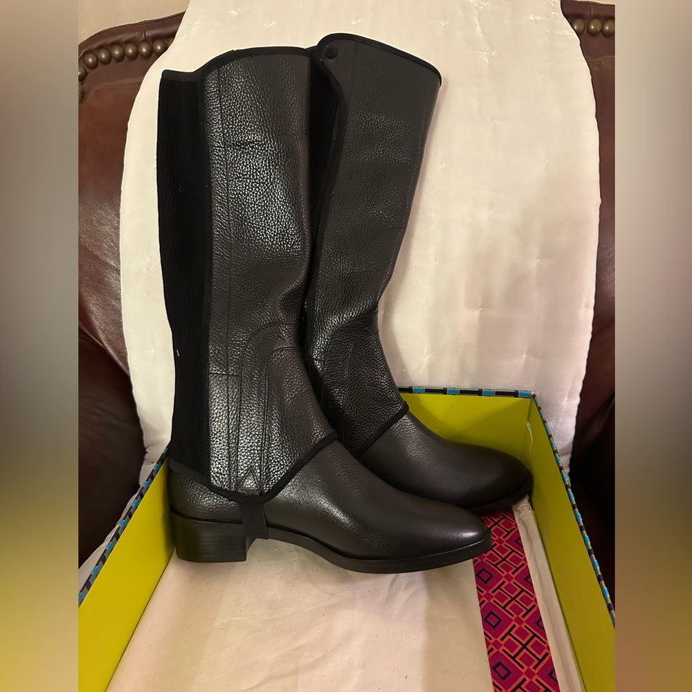 Tory Burch Black Leather Riding Boots